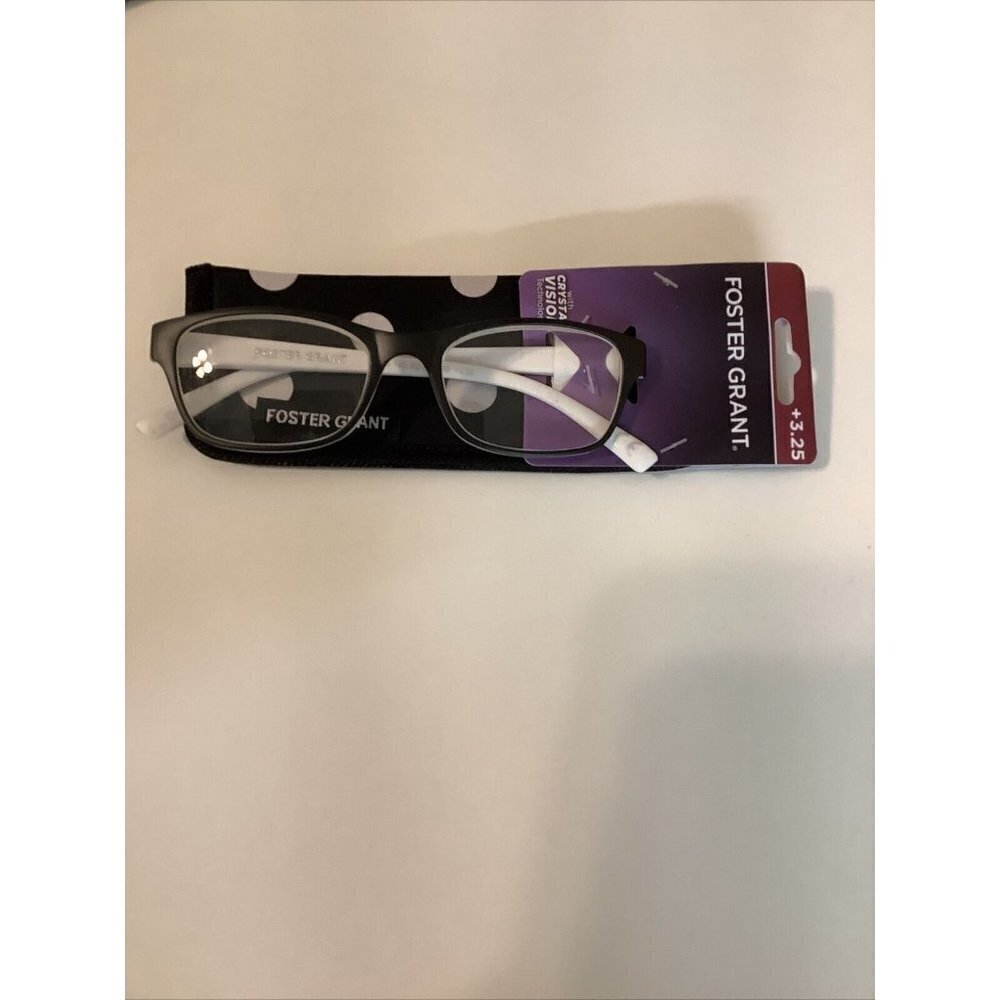 FOSTER GRANT LUCILLE 3.25 Reading Glasses With Polka Dot Glasses Holder New